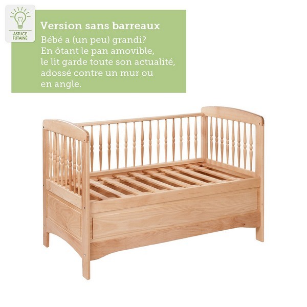Lit bébé 100% hêtre massif - Futaine