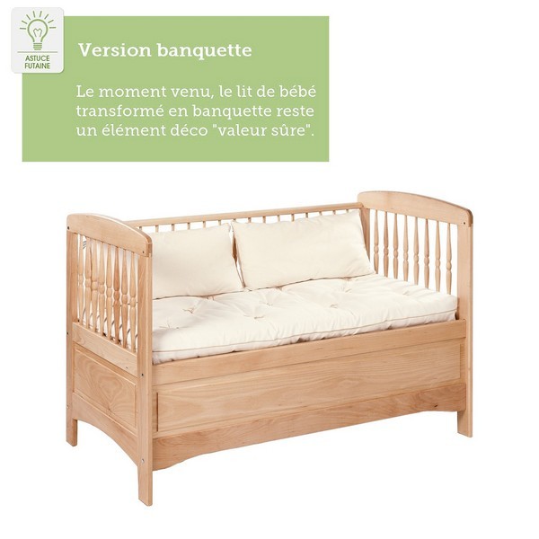 Lit bébé 100% hêtre massif - Futaine