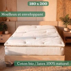 Sur-matelas Coton Bio/Latex naturel 180x200 cm